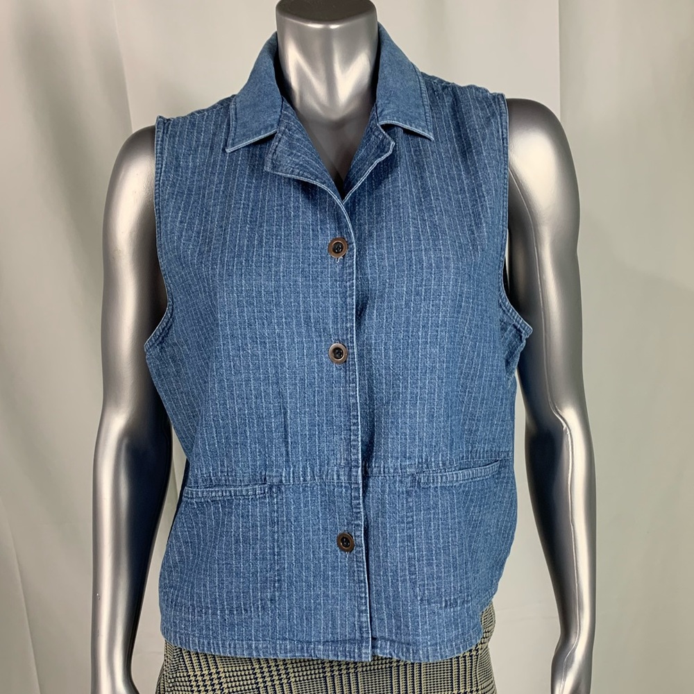 Women’s Zero Sport Denim Vest Button Front Size M